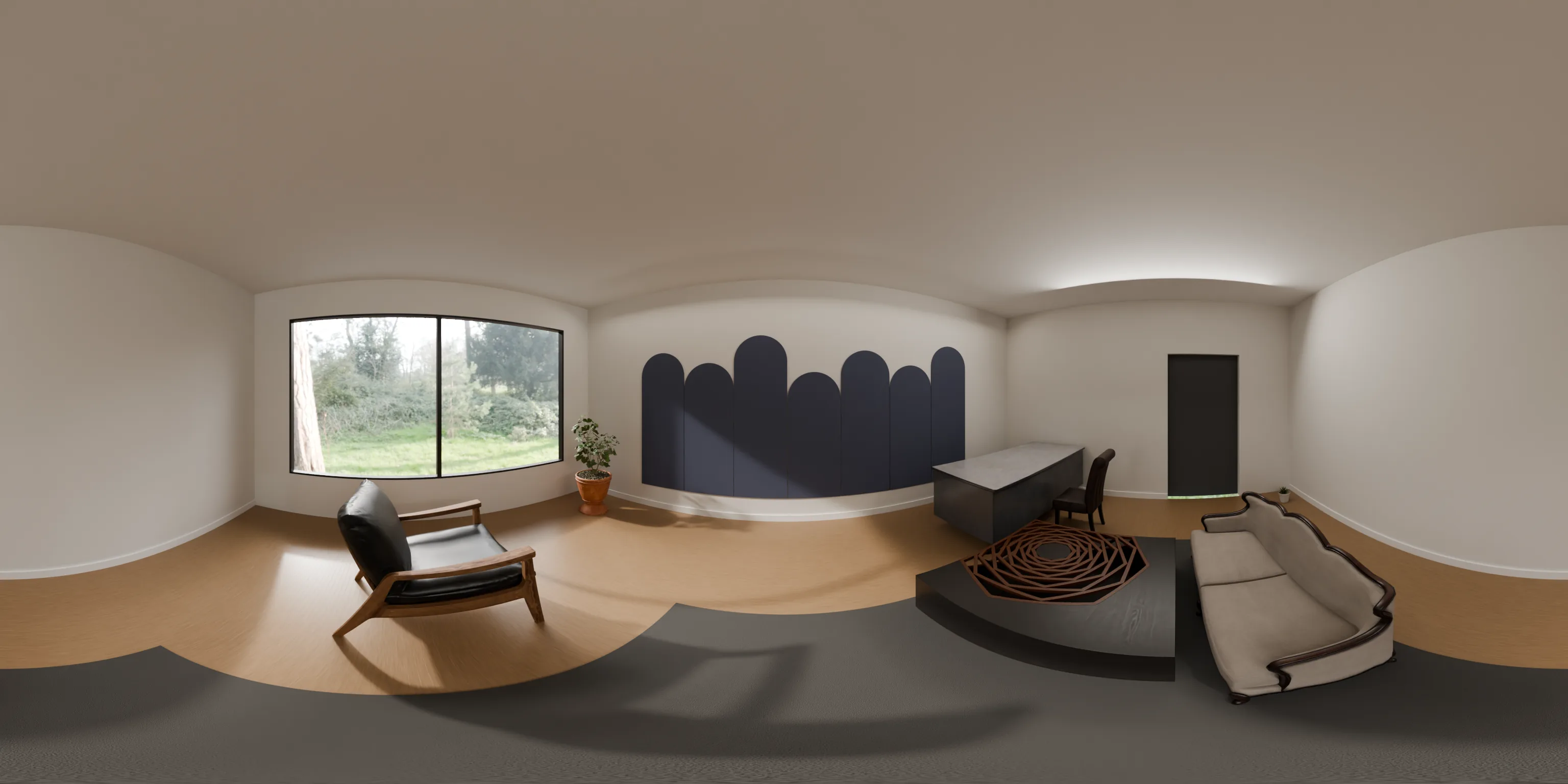 A room finished with acoustic panels